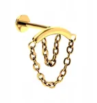 Auksinis labret Piercing auskaras su grandinėlėmis Lobe Flat Helix Titanas 1,2/12