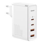 Baseus GaN2 Pro greitas kelioninis įkroviklis 2x USB + 2x USB-C, 100W, EU (baltas)