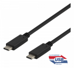 DELTACO USB-C į USB-C laidas, 1m, 10Gbps, 100W 5A, USB 3.1 Gen Juodas USBC-1402