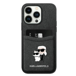 Karl Lagerfeld dėklas, skirtas iPhone 15 Pro Max 6,7' KLHCP15XSAPKCNPK juodas kietas dėklas Saffiano Cardslot KC Metal P