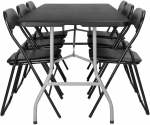 Lauko baldų komplektas Maitinimo komplektas FETA Juodas 180 cm + 6 BASICO kėdės