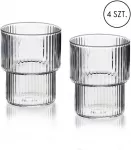 Mondex ELLA STRIPES 4 stiklinių rinkinys, pagamintas i&scaron; borosilikatinio stiklo, po 320 ml, 8x7x9,7 cm