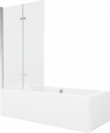 Vonia Mexen Cube su apdaila ir stiklo sienele, 170x80 cm + 100 cm (II), Baltas+Chrome/Transparent