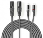 &bdquo;Nedis&ldquo; subalansuotas garso kabelis 2x XLR 3 kontaktų (M) - 2x RCA (M) 3,00 m tamsiai mėlynas