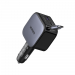 UGREEN Nexode 60W automobilinis įkroviklis su i&scaron;traukiamu USB-C laidu