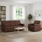 Sofa Sofos komplektas 2 vnt. Ruda Dirbtinė oda