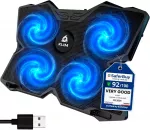 KLIM ne&scaron;iojamojo kompiuterio au&scaron;inimo stovas su 4 ventiliatoriais ir 2 USB, mėlynas K2N