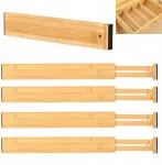 Bedee Bambukiniai stalčių skirtukai, stalčių, spintelių pertvara, separatorius, daliklis 43-56 cm