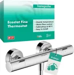 Hansgrohe Ecostat Fine 13324000 potinkinis du&scaron;o termostatas su Ecostop+, du&scaron;o mai&scaron;ytuvas su apsaugos užraktu (safetystop) ties 40 &deg;c, termostatas du&scaron;ui, mai&scaron;ytuvas 1 vartotojui, chromas