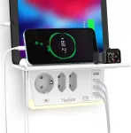 Led naktinė lemputė su stovu ir lizdu, naktinė lemputė su 4 usb-a ir 3 krypčių lizdo adapteriu, reguliuojamas automatinis &scaron;viesos jutiklis