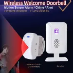Shop Store pasveikinimo durų skambučio durų jutiklis belaidis namų apsaugos infraraudonųjų spindulių pir judesio jutiklio skambutis įėjimo signalizacijos sistema 36 melodijos ir led indikatoriai ilgo nuotolio