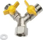 Ventiliatorius Viviihoo žalvarinis Y formos skirstytuvas 3 krypčių adapterio ventilis 1/2 colio Y skirstytuvo ventilis du&scaron;o adapteris skalbimo ma&scaron;inai, vonios kambariui, virtuvei, sodo žarnai (7 x 8,5 cm)