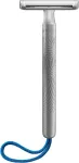 M&uuml;hle Companion 5 dalių skutimosi rinkinys - unisex saugos skustuvas su mėlyna virvele, peiliukas, kremas, audinys - vegani&scaron;kas, tvarus