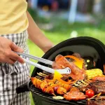 Roysmart pasukamos Bbq žnyplės, žnyplės kepimui, nerūdijančio plieno pasukamos kepsninės žnyplės su ratukais, Bbq de&scaron;relių vartymo žnyplės vakarėliams, sodams