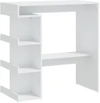 Baro stalas su lentyna, baltas, 100x50x101,5cm, mediena