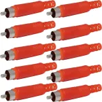 Aerzetix C68989 - 10 tiesių Rca jungčių/jungčių su kabelio apsauga rinkinys - litavimas - raudona spalva - koaksialiniai muzikos Rca signalai