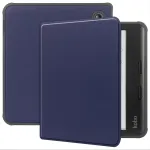 Gioupuey dėklas, suderinamas su Kobo Libra Colour, atverčiamas dėklas, Pu oda + mink&scaron;tas Tpu dėklas, automatinis miego/pabudimo režimas, 360&deg; apsauga, tamsiai mėlynas