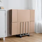 Kartono lentyna-organaizeris su ratukais, ne&scaron;iojama kartono lentyna, kartono organaizeris namams, prekybos centrams, komercinėms patalpoms (balta)