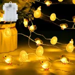 Aifulo lauko girlianda velykoms, 2 m 20 led vi&scaron;čiukų velykinių kiau&scaron;inių mikro girlianda su baterijomis, laikmatis, &scaron;ilta balta velykinė dekoracija, lauko vidaus girlianda stalo dekoravimui, velykiniam krep&scaron;eliui