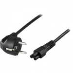 Prietaiso kabelis DELTACO įžemintas, LSZH,2m, kampinis CEE 7/7 į tikrai IEC 60320 C5, max 250V/10A, juodas / DEL-109NA-LSZH