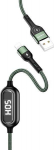 USAMS Kabelis pintas U48 lightning 1,2m2A Fast Charging LED žalios spalvos SJ423USB02 (US-SJ423)