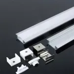 Sieninis &scaron;viestuvas LED įleidžiamas profilis V-TAC, su dangteliu ir užbaigimais, baltas, 2000x24.7x7mm