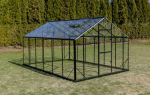 Gamprė Lietuvi&scaron;kas &scaron;iltnamis Sanus GLASS UP! L-7, 2,20 x 2,90, dažyto aliuminio konstrukcija, 4mm grūdinto stiklo danga (Sienos auk&scaron;tis 170cm), 2 stoglangiai
