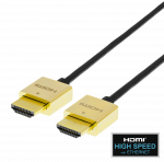 Kabelis DELTACO Itin plonas HDMI, 4K UHD, 2m, juodas/auksinis/ HDMI-1042-K / 00100011