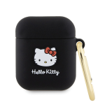 Apple AirPods Hello Kitty Silicone 3D Kitty Head (HKA23DKHSK) ausinių dėklas juodos spalvos