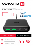 Swissten Desktop GaN Charger 2x USB-C / 2x USB / 65W