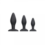 Ouch By Shots Ouch! Apex Silicone Plug Set - Tapered Design, Juodas, 3 Sizes