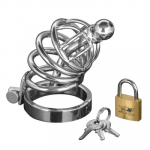Xr Brands Asylum Stainless Steel Chastity System 4 Rings S/M Adjustable Set