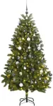 Kalėdų eglutė su &scaron;arnyrinėmis &scaron;akomis/LED/žaisliukais, 300cm