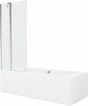 Vonia Mexen Cube su apdaila ir stiklo sienele, 180x80 cm + 80 cm, Baltas+Chrome/Transparent