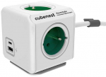 Cubenest &ndash; PowerCube, 1,5 m, i&scaron;plėstinis USB PD20W, A+C, žalias, POWERCUBE, 4 lizdai, USB A+C, maitinimo tiekimas 20 W