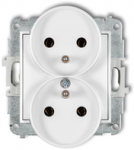 Karlik Elektrotechnik 25IGPR-2z ICON Dvigubo lizdo mechanizmas rėmui su įžeminimu 2x(2P+Z) (be srovės kelio sklendių) baltas matinis 25IGPR-2z