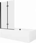 Vonia Mexen Cube su apdaila ir stiklo sienele, 170x80 cm + 100 cm (II), Baltas+Juodas/Transparent