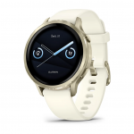 I&scaron;manusis laikrodis Garmin Venu&reg; 4 - 41 mm | spalva: pilk&scaron;vos aukso spalvos su kreminės spalvos silikoniniu dirželiu (010-03013-00)