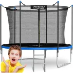 Lauko trampolinas 252 cm su vidiniu tinklu ir kopėčiomis, sodo trampolinas, apvalus trampolinas, vaiki&scaron;kas trampolinas