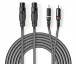 &bdquo;Nedis&ldquo; subalansuotas garso kabelis 2x XLR 3 kontaktų (F) - 2x RCA (M) 3,00 m tamsiai mėlynas