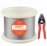 3.2 mm vielinis lynas, 316 nerūdijančio plieno kabelis su žirklėmis terasų turėklams ir sodo grotelėms, didelio tvirtumo 1x19 konstrukcija, jūrinio lygio plieno trosas