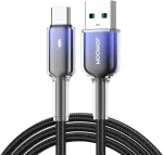 Joyroom S-A42 Crystal-Clear serijos duomenų perdavimo ir įkrovimo kabelis | USB-A į USB-C | 15 W | 1,2 m | juodas