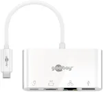 Adapteris USB Goobay Multi adapter USB-C - HDMI + Ethernet + USB-A + USB-C PD 60W Goobay Balta