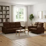 Sofa Sofos komplektas 2 vnt. Ruda Dirbtinė suedė oda