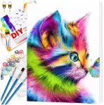 Tapyba pagal numerius su rėmu 40 x 50 cm &bdquo;Spalvotas kačiukas su drugeliu&ldquo; TP40