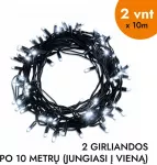 Lauko ir vidaus girlianda (&scaron;altai baltos LED lemputės) 20 m PROLED juoda