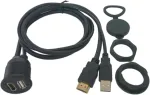 Cerrxian 1 m usb ir hdmi prailginimo prietaisų skydelio įleidžiamas kabelis automobiliui, valčiai ir motociklui