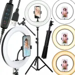 Led žiedinė lempa Ring 80w 26cm su nuotoliniu valdymu + trikojis makiažui Youtube 210cm