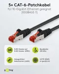 Goobay 65977 cat6 tinklo kabelių rinkinys i&scaron; 5/ekranuotas patch kabelis s/ftp/cu ethernet kabelis, pimf, lszh/cat 6 kabelis su 10 gbit/s / juodas / 5 x 5 m