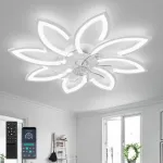 Yunlong 90 cm lubų ventiliatorius su ap&scaron;vietimu, labai tylus svetainės reguliuojamas Led &scaron;viestuvas su ventiliatoriumi, modernus Dc variklio ventiliatorius su &scaron;viesa, vasaros žiemos funkcija miegamajam virtuvei, baltas